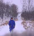 Jeff with Kelly coming down the hill - Battle Creek 99